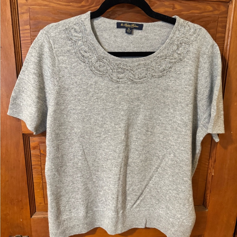 Brooks Brothers Light Gray Embellished Sweater